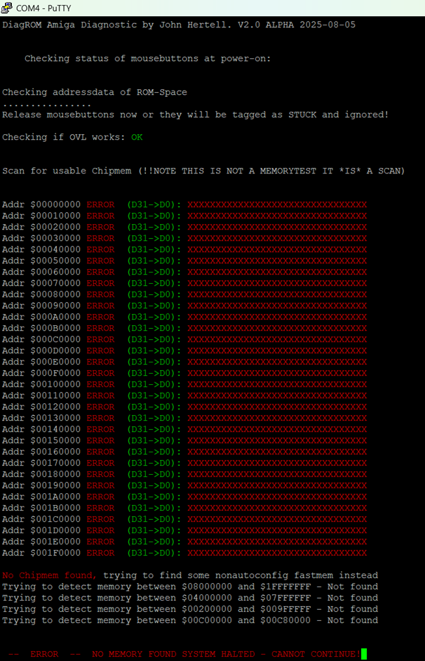 DiagROM - první zapnutí přes seriovou linku